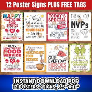 Healthcare Food Service week Signs Printable, Healthcare Food Service workers week Posters, Food service week gifts, Food Service Week Decor