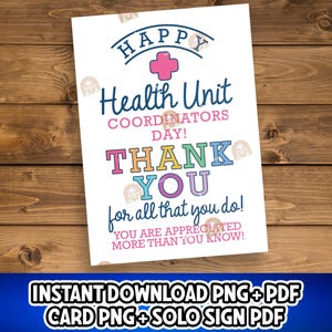 Health Unit Coordinator Day Sign, Printable HUC Week Gift, Huc Recognition Gift, HUC Day Gift, Thank you HUC Gift for Huc Appreciation Gift