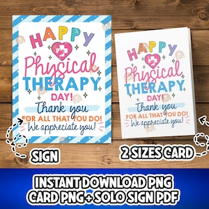 Physical Therapy Day Gift, Printable PT Day Card, Physical Therapist Gift for Pt Day Gift, Thank you PT Appreciation Sign, PT Day Decor