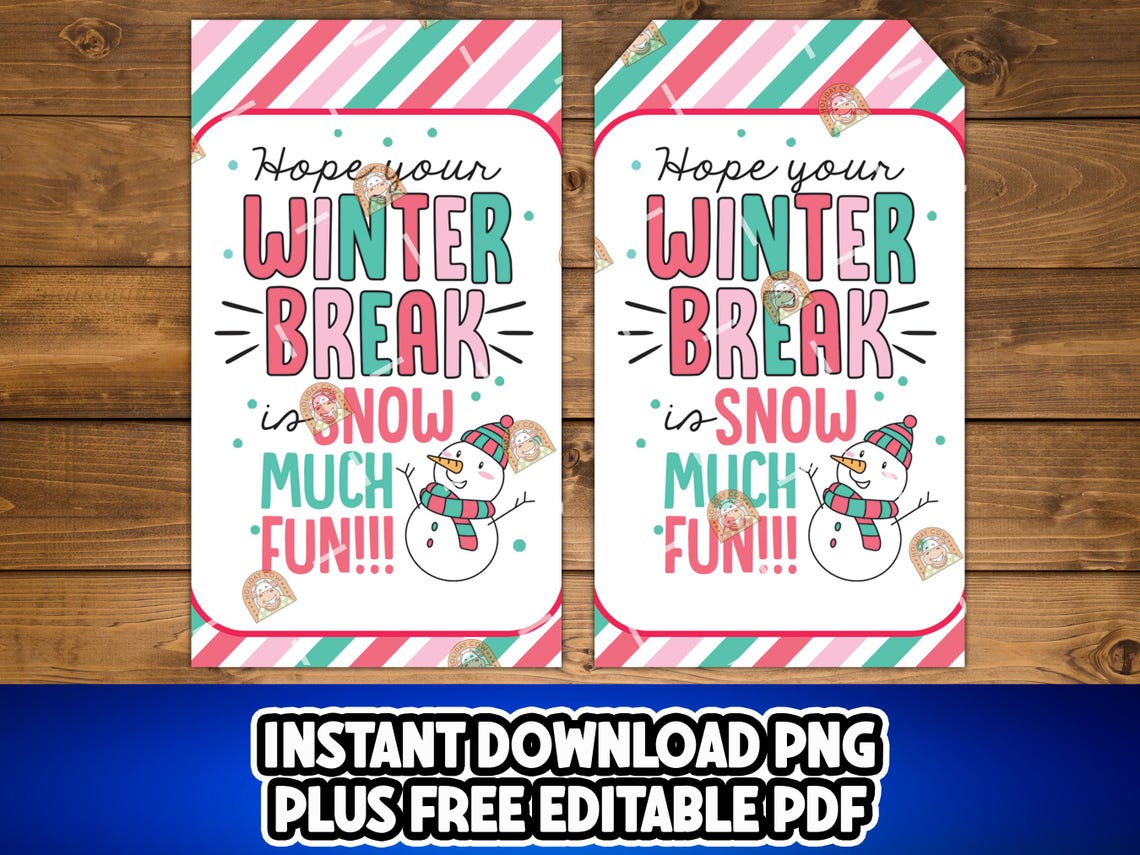 Hope Your Winter Break is Snow Much Fun Printable Tag, Winter Break Tag ...