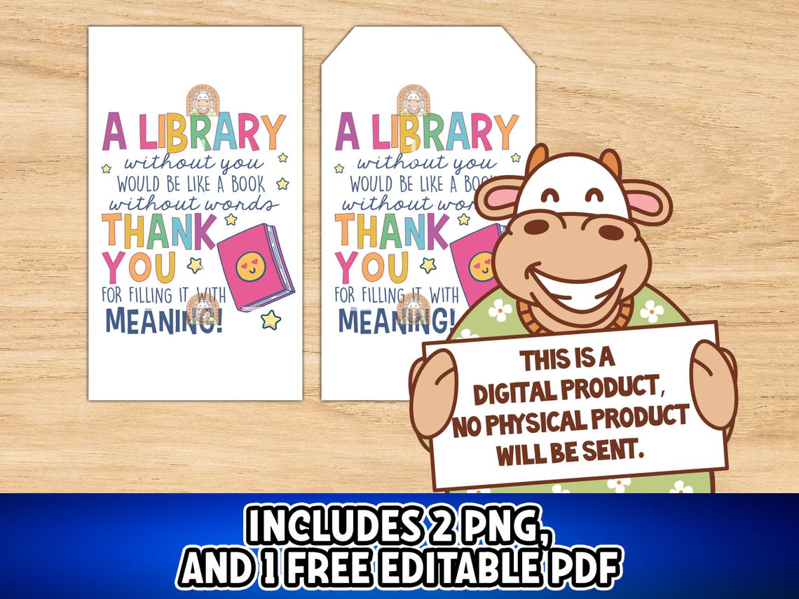 Librarian Gift Tag Printable, Librarian Tag, Librarian Day Tag for ...