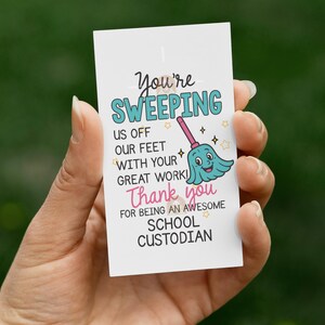 Funny School Custodian Gift Tag, Printable School Custodian Day Tag for Custodian Day Gift Tag, Custodian Thank you Custodian Appreciation