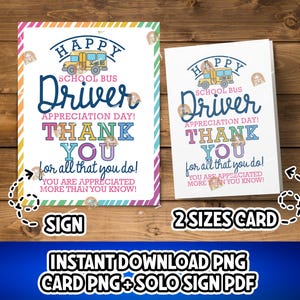 School Bus Driver Appreciation Day Gift, Printable School Bus Driver Thank You Sign, School Bus Driver Gift, School Bus Driver Day Card