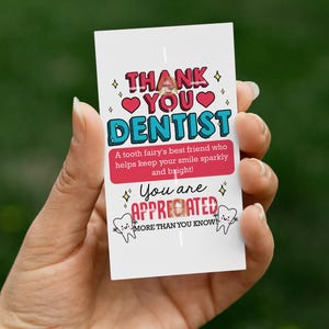 Etiqueta de presente para dentista, etiqueta de agradecimento para dentista para impressão, etiqueta de presente de agradecimento pelo dia do dentista, mês da saúde bucal, ideia de presente para dentista