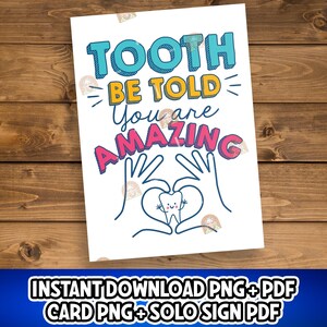 Dentist's Day Gift, Dental Assistants Recognition Week Card Printable, Dental Health Month Gift for Dentist, Tooth Be Told Dental Decor