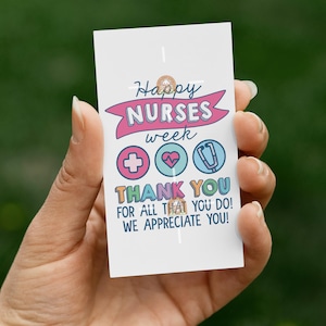 Nurses Week Gift Tag, Printable Nurse Tag for Nurse Appreciation, Thank You Nurse Cookie Tag, Happy Nurses Week Tag, Nurse Gift tag Download