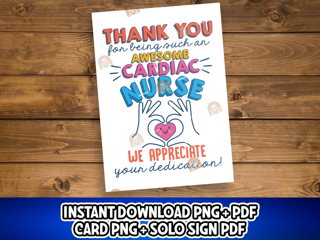 Cardiac Nurse Gift Printable, Thank You Cardiac Nurses Week Card, Heart ...