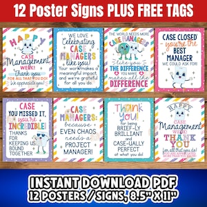 Case Management Week Signs Printable, Case Manager Gift, Thank you Case Manager Appreciation Poster, CM Week Decor, Case Manager Signs