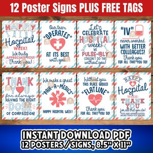 Hospital Week Signs Printable, Funny Hospital Week Decor, Hospital Thank you Hospital Posters, Hospital Staff Appreciation Week Decoration