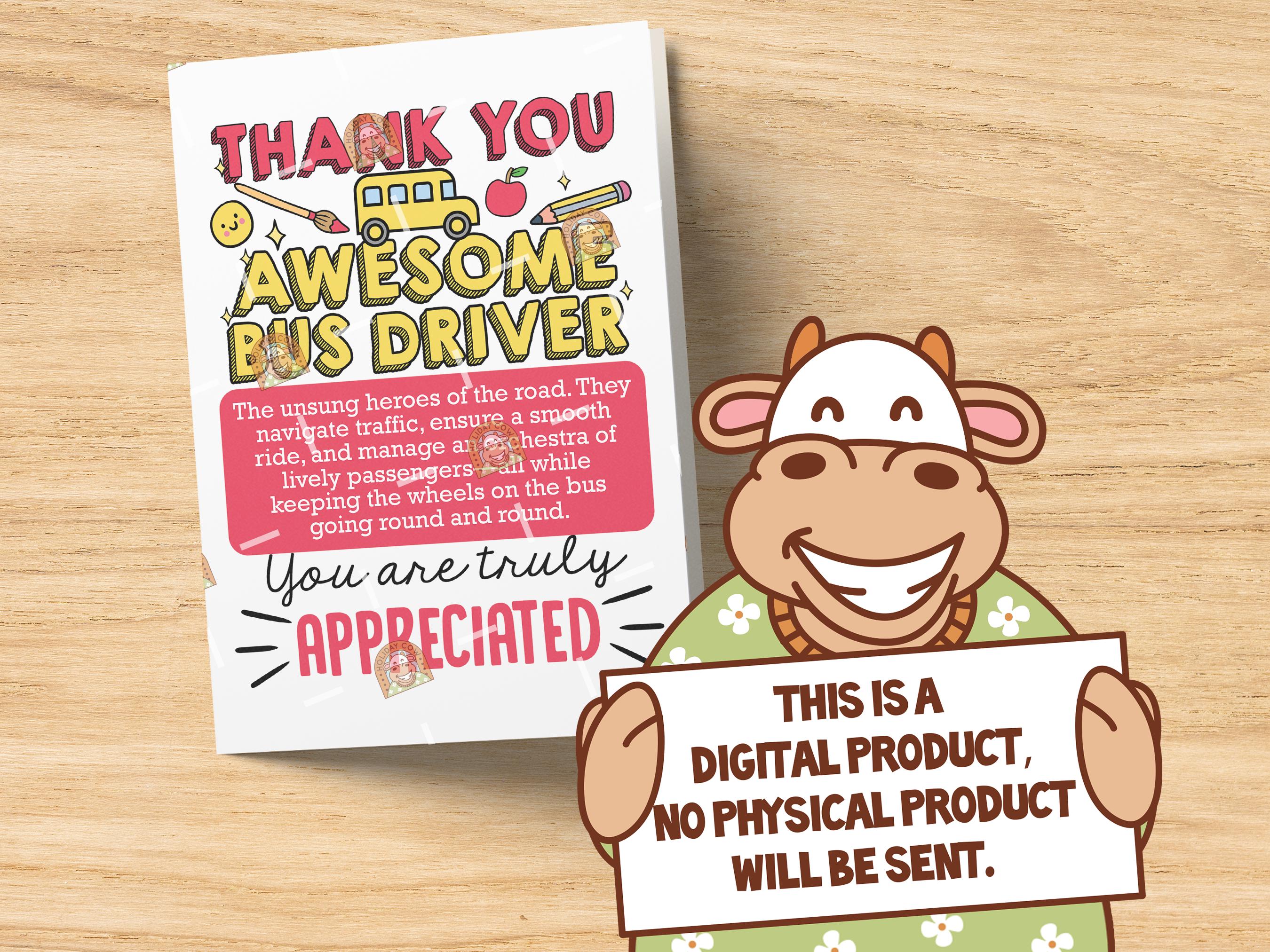 School Bus Driver Gift Ideas, School Bus Driver Appreciation Day Card ...