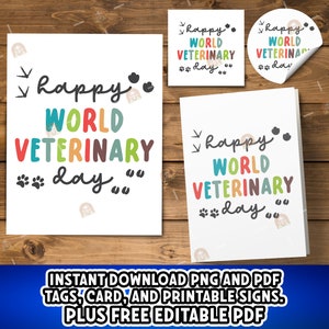 Welttierärzlichkeitstag Tags, druckbare Valentinstag Tags für den Veterinärtag, Veterinärtag Karte, Veterinärtag Geschenkanhänger, Happy Veterinary Day Schild