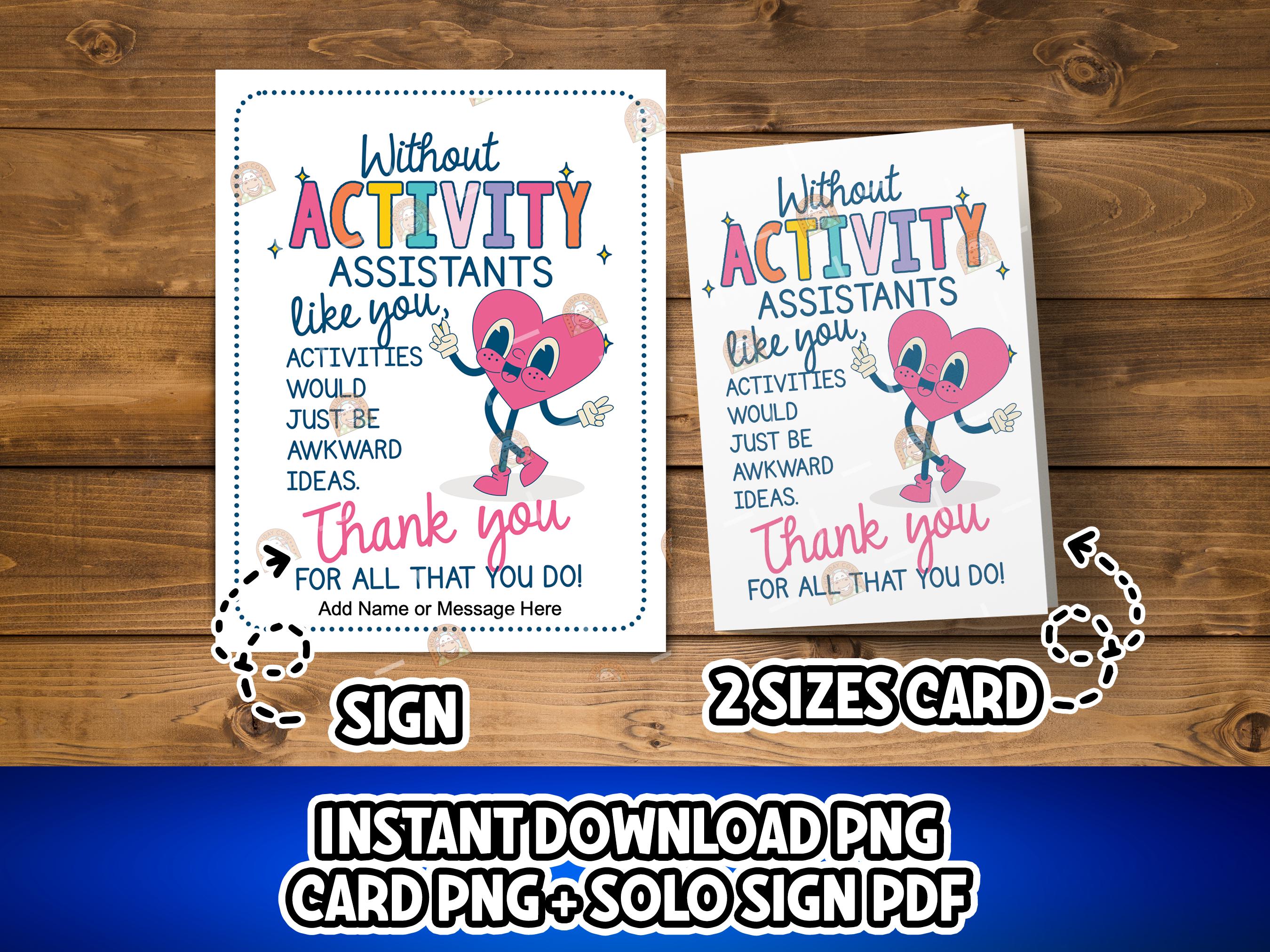 Activity Assistants Gift, Printable Activity Professionals Week , Thank ...