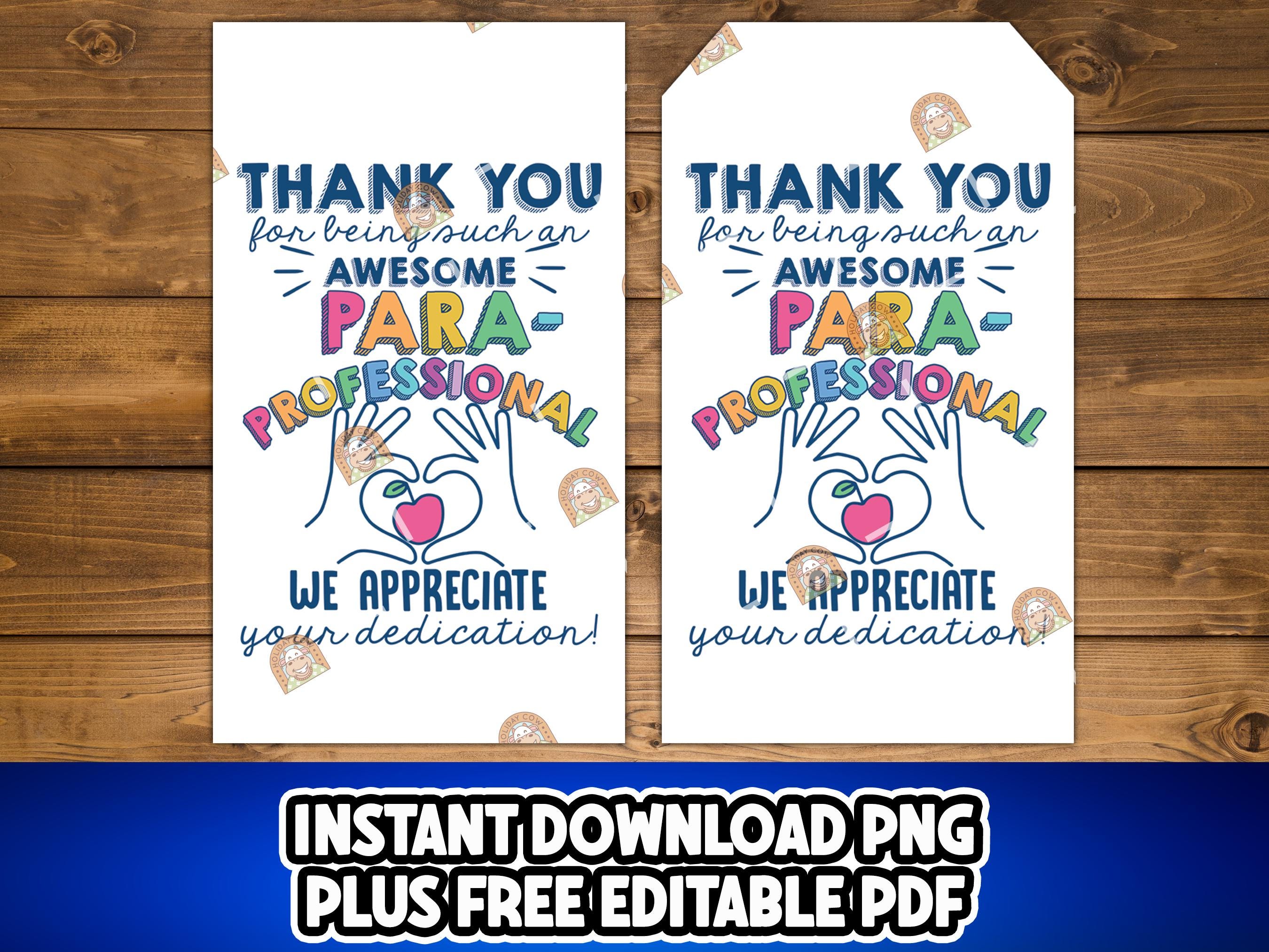Paraprofessional Gift Tag Printable, Paraprofessional Tag, Para ...