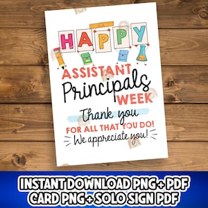 Assistant Principals Week Gift Printable, Assistant Principal Appreciation Card, Assistant Principal Thank You Sign Vice Principal Gift Idea