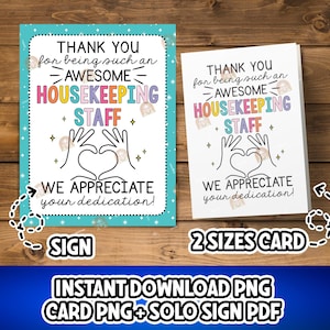 Housekeeping Gift for Housekeeping Week Gift, Printable Housekeeping Card for Housekeepers Week, Thank you Housekeeper Gift for Housekeepers