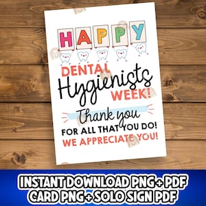 Regalo para la Semana del Higienista Dental, Tarjeta Imprimible para la Semana del Higienista Dental, Regalo de Agradecimiento para el Higienista Dental, Decoración para la Semana de Agradecimiento al Higienista Dental