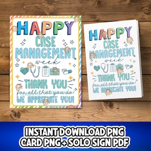 Case Manager Gift, Case management Week Sign Printable, Thank you Case Manager appreciation Card, National CM Week Poster, Case Manager Card
