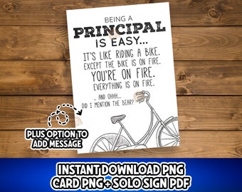 School Principal Gift, Printable Principal Appreciation Card, National Principal's Day Sign, Principal Thank You Card, Funny Principal Gift