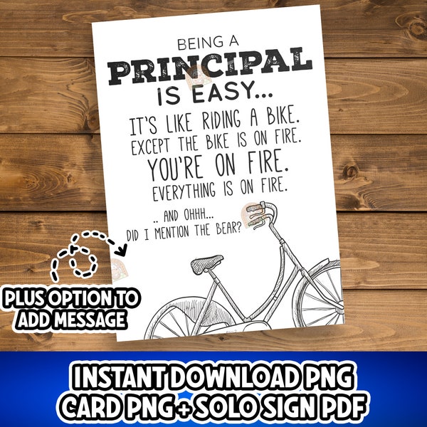 School Principal Gift, Printable Principal Appreciation Card, National Principal's Day Sign, Principal Thank You Card, Funny Principal Gift