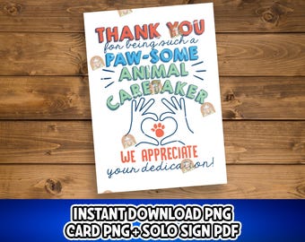Tierheim Woche Schild zum Ausdrucken, Dankeschön für Tierbetreuer Geschenk, Tierheim Mitarbeiter Geschenk für Tierheimarbeiter / Volunteer, Pawsome Karte