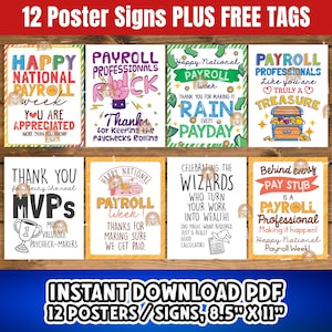 National Payroll Week Signs Printable, Payroll Week Decor, Payroll Professional Gift, Payroll Appreciation Gift, Thank you Payroll Poster
