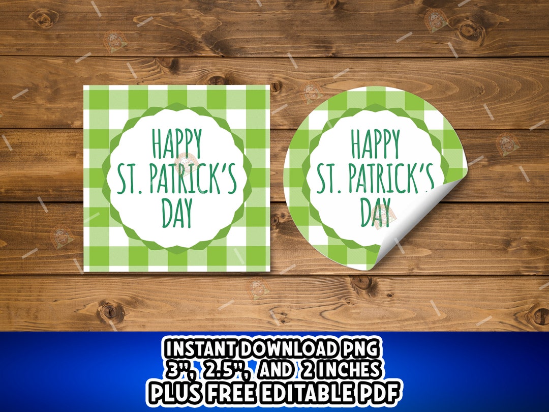 Happy St Patricks Day Tag Printable, Stripes St Patrick Day Card ...
