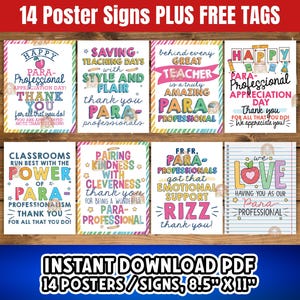 Placas do Dia do Paraprofissional para Imprimir, Presente para Paraprofissionais, Cartazes de Agradecimento do Dia do Paraprofissional, Decoração do Dia do Paraprofissional Para Presente