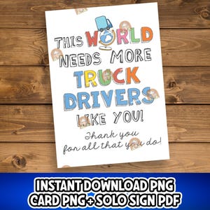 Regalo di apprezzamento per gli autotrasportatori, biglietto stampabile per la settimana di apprezzamento per gli autotrasportatori, cartello di ringraziamento per la settimana degli autotrasportatori, regalo di apprezzamento per gli autotrasportatori
