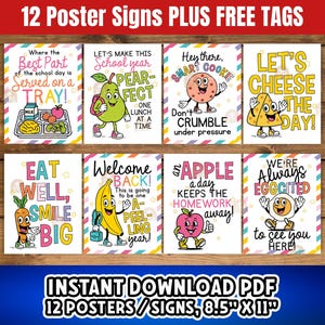 Cafeteria Signs Printable, Back to School Lunch Room Posters, Snack Room Décor, School Cafeteria Bulletin Board Ideas, Lunchroom Decoration
