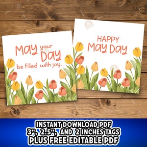 Étiquettes du 1er mai, étiquette à biscuits imprimable Happy May Day, étiquette cadeau printemps, étiquette de panier du 1er mai, étiquette cadeau 1er mai, étiquette de faveur du 1er mai, étiquette de la fête du Travail