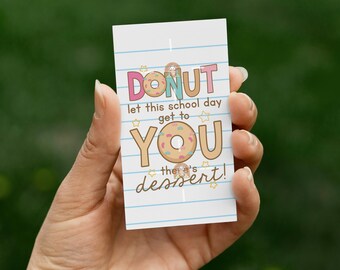 Back to School Tag, Printable Donut Tag, School Cafeteria Gift Tag, First day of school Donut Gift Tag, School Treat Tag, Sweet Treat Tag