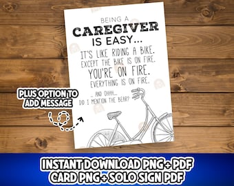 Caregiver Gift, Family Caregivers Month Card Printable, Caregiver Appreciation Month Gift for Caregiver Thank you Gift, Caregiver Sign