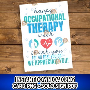 Biglietto stampabile per la settimana della terapia occupazionale, regalo per terapisti occupazionali, cartello per la settimana della terapia occupazionale felice, poster di ringraziamento per l'apprezzamento della terapia occupazionale, regalo per la settimana della terapia occupazionale
