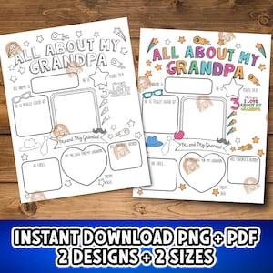 おじいちゃんについてのすべて 孫からの贈り物、父の日の印刷可能なぬり絵 おじいちゃんへのDIYの贈り物 孫からの贈り物のアイデア、おじいちゃんへの贈り物