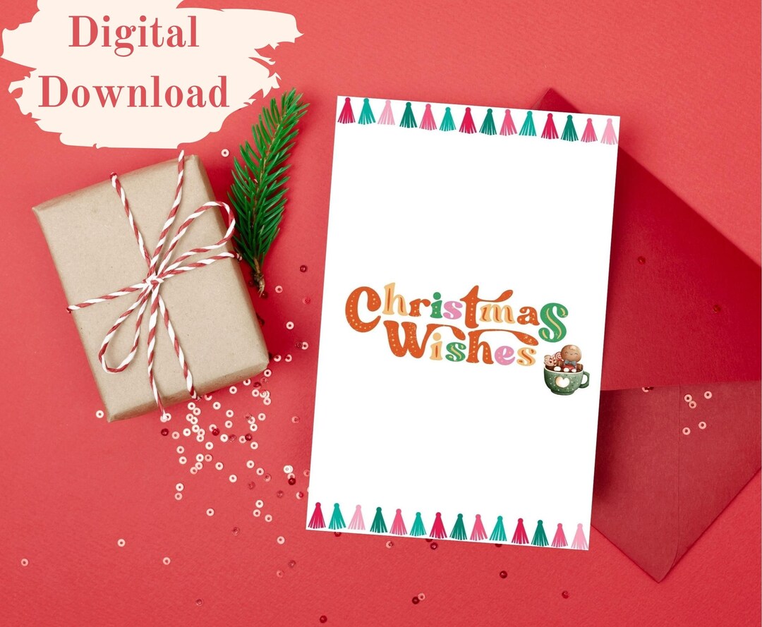 Printable Christmas Cards Christmas Wishes Card Happy - Etsy