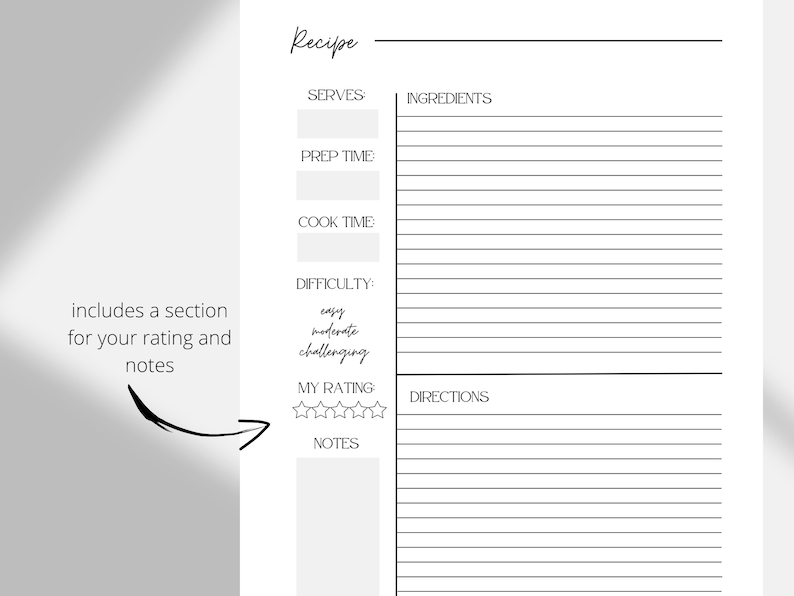 Printable Recipe Templates I Printable Recipe Card Templates I DIY