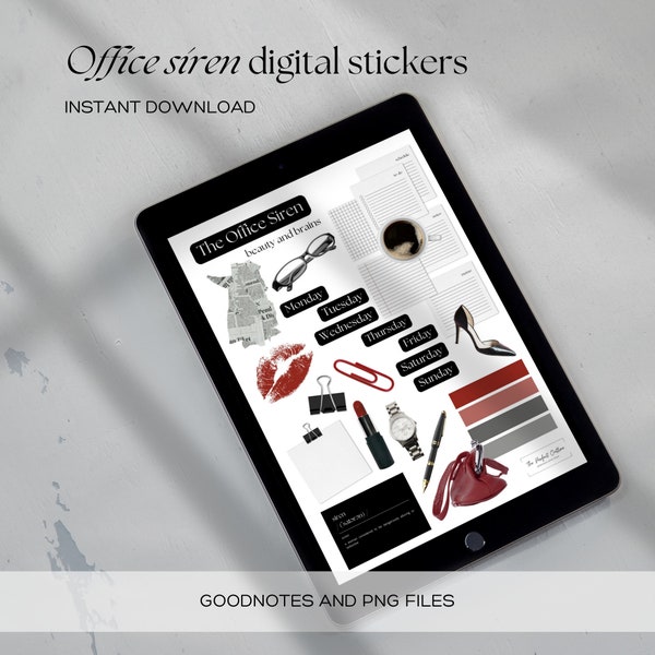 Office Siren Digital Stickers I Goodnotes Sticker Book and PNG Files