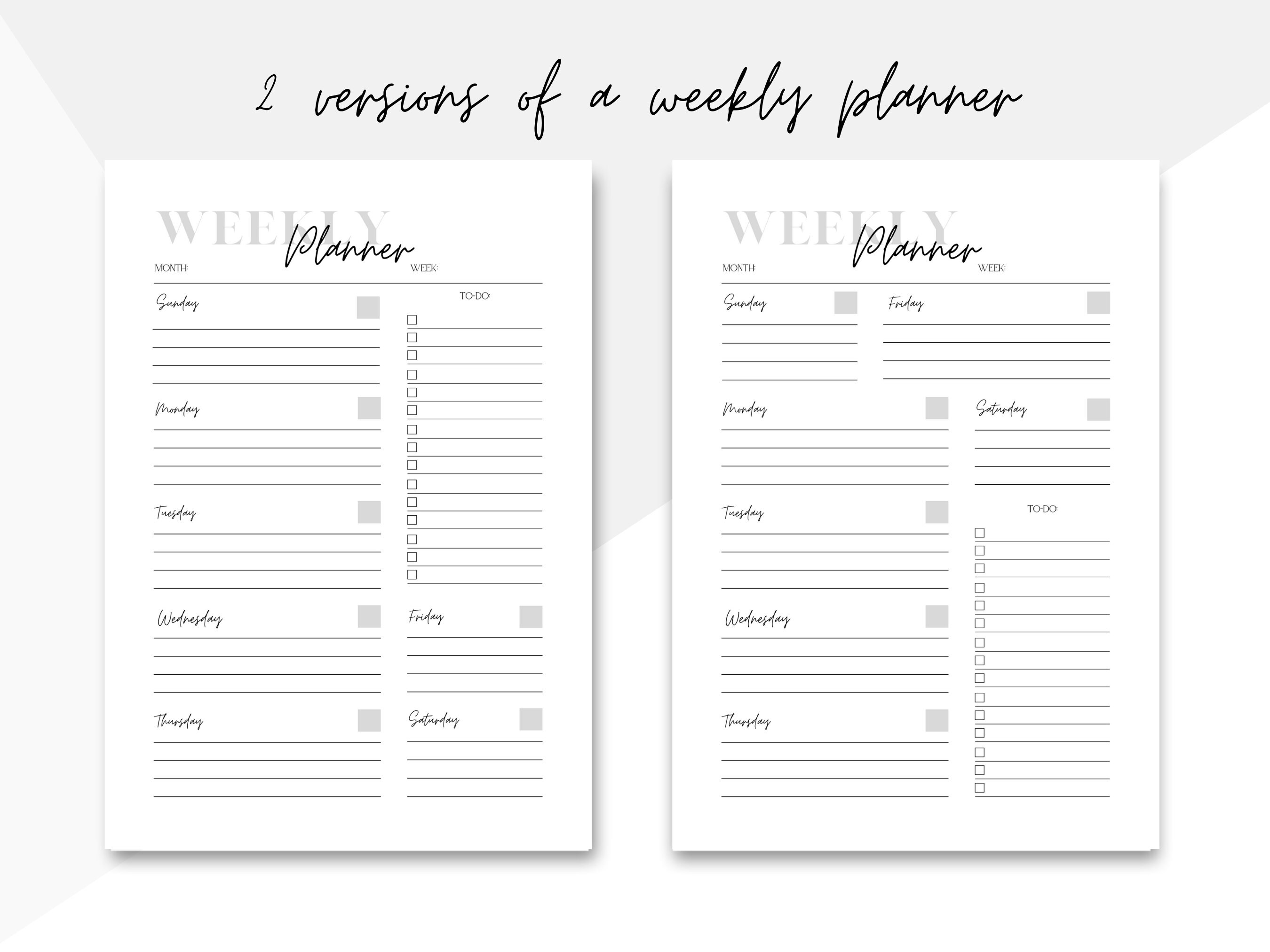 Sunday Start Printable Planner Bundle undated - Etsy