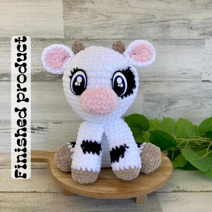 Amigurumi Finished crochet stuffed animal, Black and white colored cow Plushie toy, Handmade Crochet item, cow lovers gift, farm room decor
