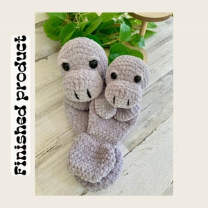 Amigurumi Finished crochet stuffed marine mammals, gray Manatees Plushie toy, sea cow Handmade Crochet item, Coastal home office room Decor