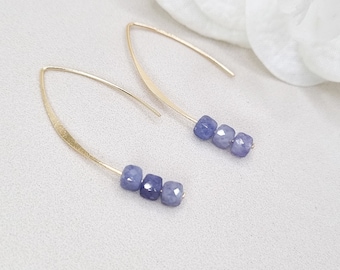 Tanzanite earrings, December birthstone earrings, Blue purple lavender bridal earrings, Minimalist gemstone earrings, Birthday gift women