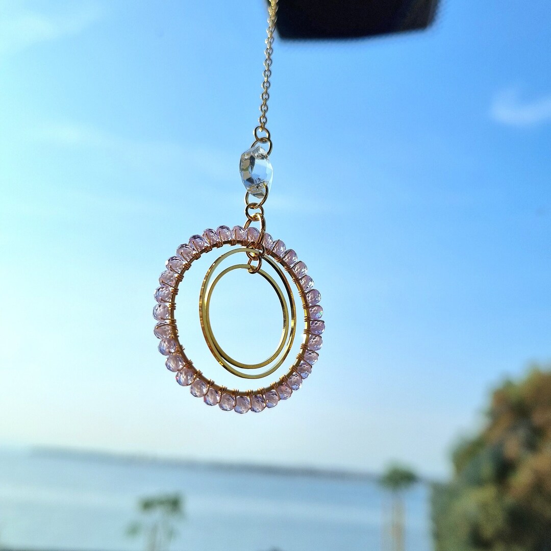 crystal car charms rear view mirror