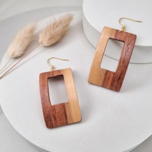 Statement wood earrings, One of a kind wooden jewelry, Handmade jewellery designer, Vintage style accessory for women, 40th Birthday gift