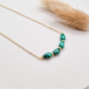 Malachite necklace, Green malachite pendant, Green stone necklace for women, Malachite choker, Malachite jewelry, Natural protection crystal