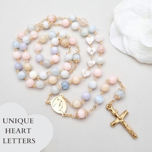 Personalized Rosary beads - First Holy Communion Gift, Baptism Keepsake