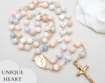 Personalized Rosary beads - First Holy Communion Gift, Baptism Keepsake
