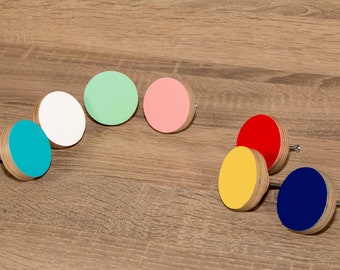 Wooden Colourful Knobs, For Cabinets, Kitchen Cupboard Doors,Round Wooden