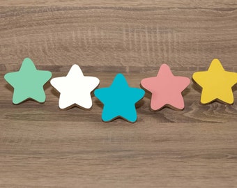 Stars Drawer Knobs,  Wardrobe Knobs, Nursery Dresser Knobs, Star Cabinet Knobs and Pulls, Children Room Ideas, Kids Decorative,Wooden Star.