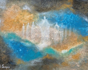 Peace Keepers: Abstract Acrylic Painting on Paper (30x40cm)