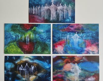 Peace keepers Postkarten 5er Set – Ätherische Kunstdrucke von Licht und Vormundschaft, spirituelles Geschenk, Iva Sampaio Art